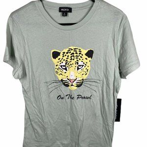 {NWT} WILDFOX "On The Prowl" KEKE Aqua Gray Tee-Small